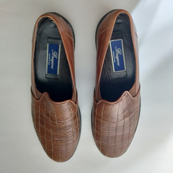 Bragano Cole Haan Mens 9.5 M Brown Woven Leather Slip On Loafers Italy C03538 main image 8